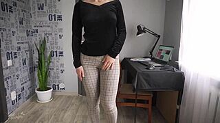 Office Worker Shows Off Ass In Super Tight Trousers!
