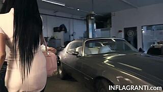 Jacky Lawless, hot brunette, gets her arse fucked hard by big cock