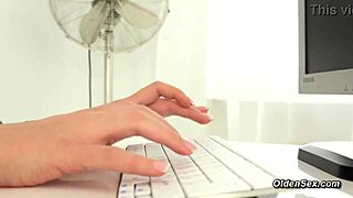 Horny old man fucks blonde teen in doggy style at the office