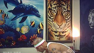 Behind scenes of porn shoot with Asian babe and Italian machine