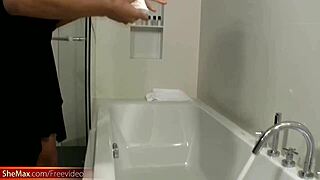 i'm an adorable feminine ladyboy stripping for a bath and stroking my cock