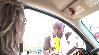 Mature housewife engages in interracial sex with a young partner