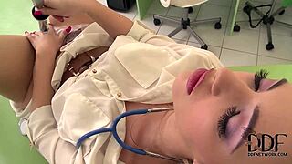 hot doctor sophia knight probes her pussy with a speculum 😏