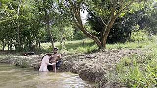 Albina fucks stranger in bush!