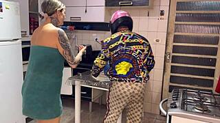 My Naughty Wife Receives Water Delivery Guy Naked At Door For Intense Fucking