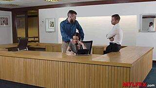 The unique hot receptionist works in the company