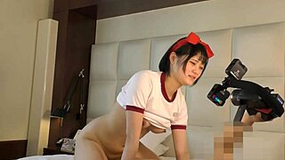 uncensored 18-year-old suzu-chan with big breasts in gym cosplay gets shaved pussy creampie