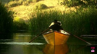 i saw this lovely couple bangin outdoors on the lake in a small boat, it was so excitin