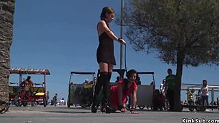 Curvy petite euro babe walks the streets