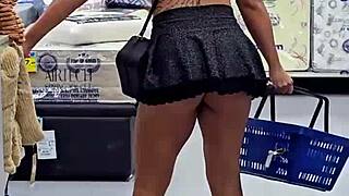 kalena mitrak flashes in supermarket miniskirt teasing neighbors with her sexy ass