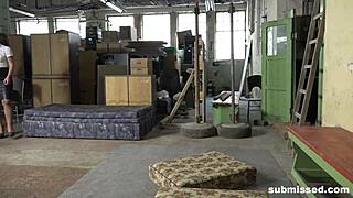 Business woman humiliates submissive slut