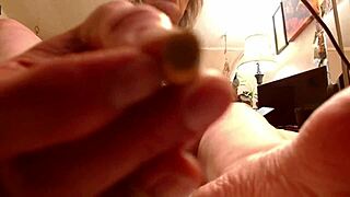 Foot ignore while smoking cigarette no panties