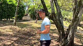 horny colombian babe meets stranger outdoors for casual encounter