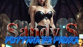 Sandy succumbs to succubus milf cosplay in horror parody blowjob
