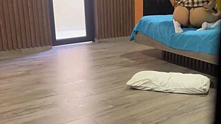 Perverted stepfather catches stepdaughter fingering her ass after school. He fucks her from behind.