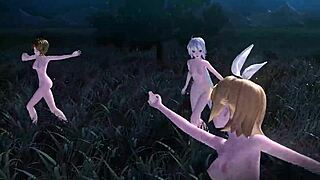 KAGAMINE RIN MEIKO & HAKU KNIFE PROJECT DIVA NUDE MOD FULL NUDE