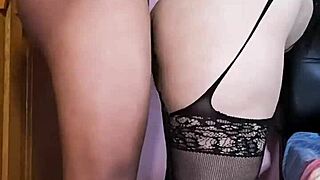 girl in lingerie interacts with stepbrother excitedly