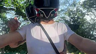 Colombian latina babe recognizes didi client without bra, notices her huge natural tits in public outdoor