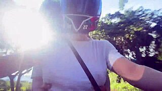 Colombian latina babe recognizes didi client without bra, notices her huge natural tits in public outdoor