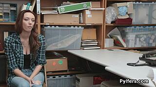 Big tit teen caught stealing gets busted and fucked