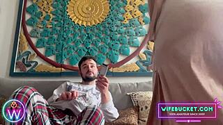 hey, check out this shy blonde wife getting her legs spread and pussy fingered on camera by amateur milfs