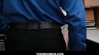 Tiny blonde shoplifter fucks officer to avoid police