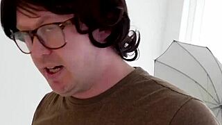 busty brit giving head to dweeb