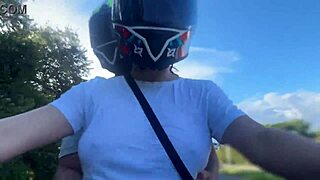 Colombian latina babe recognizes didi client without bra, notices her huge natural tits in public outdoor