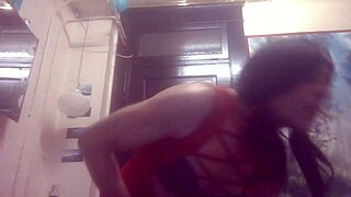 skinny tranny rides massive black dildo until cumming hard