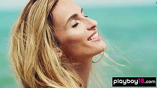 Smoking Hot Nude Ukrainian Teen Blondie Cara Mell Poses in the Sand Outdoor