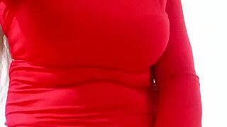 this latina colombian stepmom with a huge cameltoe in her short dress is masturbating for her stepson in a homemade usa video
