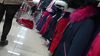 Hidden cam in fitting room spies juicy PAWG legs in mall 😍