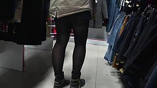 Hidden cam in fitting room spies juicy PAWG legs in mall 😍