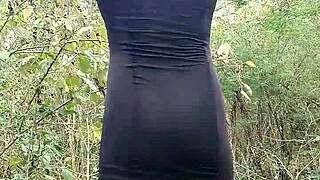 girl shows her tempting ass in the mountain wilderness