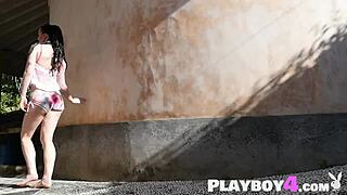 sexy milf with perfect big ass skylar leigh spread long legs during posing