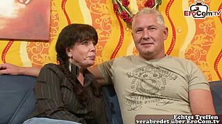 Deutsche housewife CHEATS in first THREESOME!