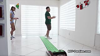 Sexy golf sluts sharing trainers cock in a foursome