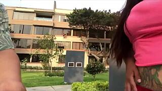 cassandra, the tattooed peruvian prostitute, swallows cum in mouth on the street for fame