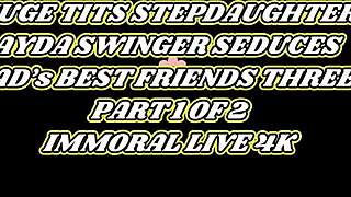 Cum Hungry Ayda Swinger Lures Stepfather's Pals into Fucking Her!