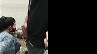 Amateur Public Hot Brunette Sucking Dick Outdoor