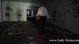 Lady Sonia, A Mature Granny, Doing Nude Striptease And Flashing Tits Outdoors In Public