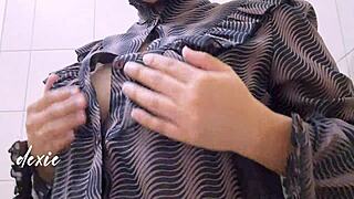 this pinay chubby babe playing with her big natural tits during office break. wanna see more?