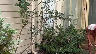 nakedman15 gets naked for gardening in nature