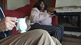 This pregnant kurdish milf gasps in shock as i reveal my big cock to her