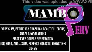Very slim petite brazilian ebony angel chocolatinha first double penetration dp anal