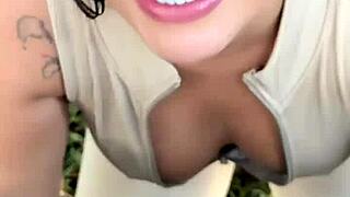 Gorgeous asian stopped in blitz fucks without condom with carioca police in woods