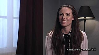 Tied Up Brunette Gets Flogged And Anal Banged