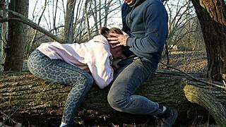 redhead explores public deepthroat and rough encounters in the forest