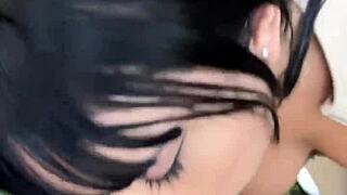 Gorgeous asian stopped in blitz fucks without condom with carioca police in woods