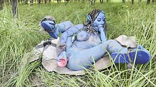 Monika fox's big prolapse gets hard dildo anal and pussy fucking in nature